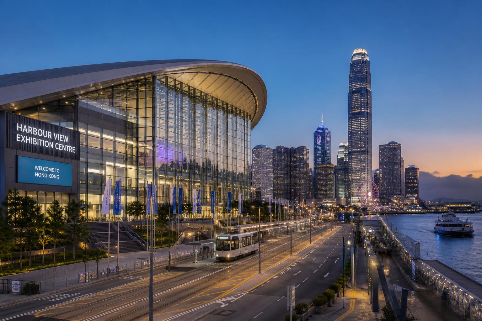 Suasana Kaohsiung Exhibition Center saat senja